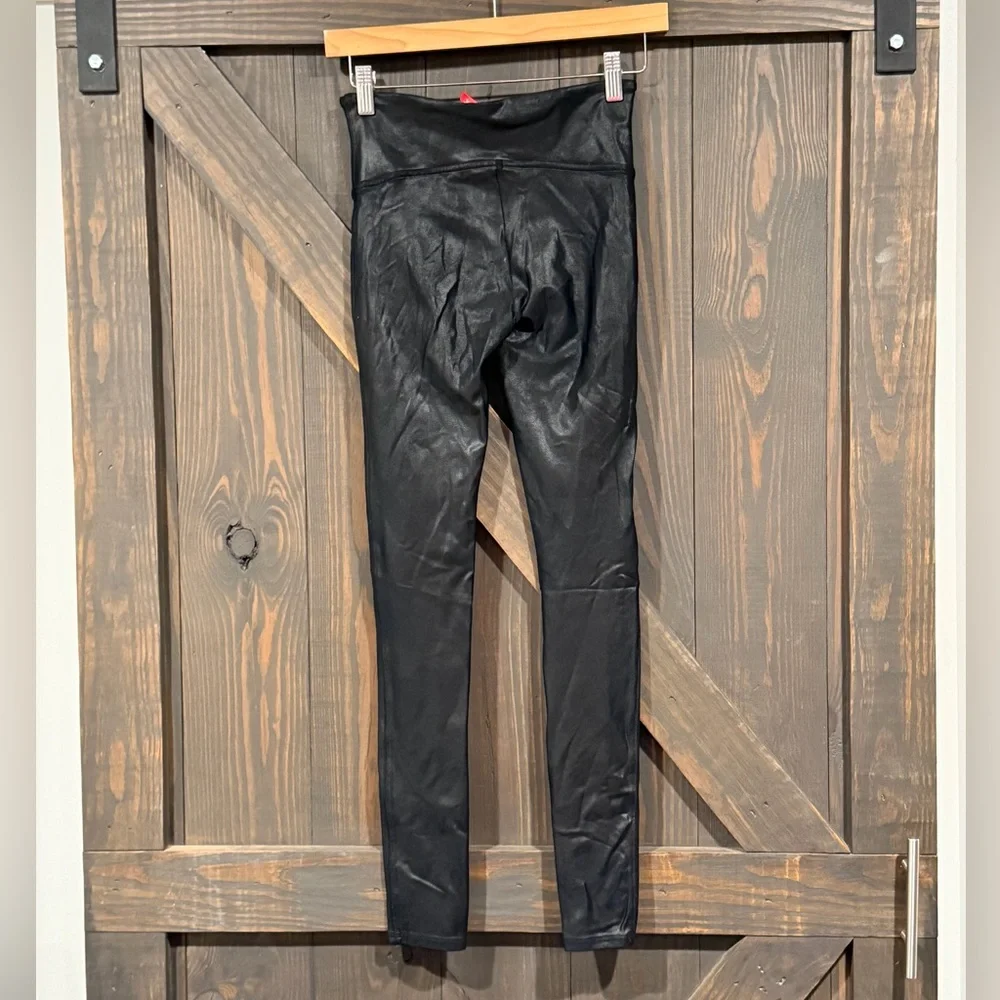 SPANX Women’s Faux‎ Leather Patent Black Leggings Size Small
